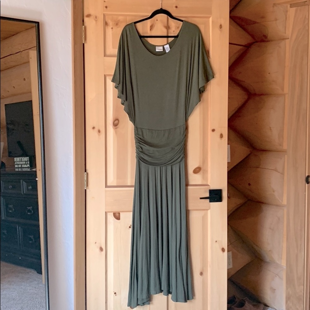 Newport News Batwing Asym.  Dress w/ ruched waist